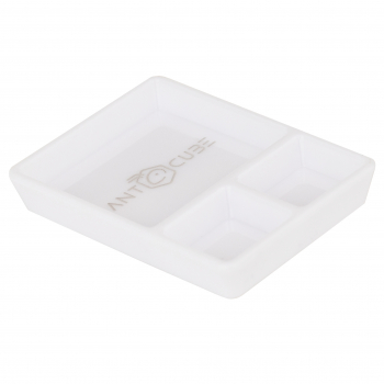 Feeding dish white rectangle - 3 compartments